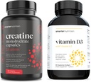 Vitamina D3 a base vegetale con Vegan K2 Complex in un Softgel vegetariano & Creatine Pills con 2500mg (2.5g) Creatina Monoidrato Per Serving, Vegan Creatine Capsules [1-Month Supply]