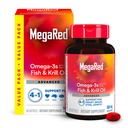 Megared Omega-3 Fish Oil + alto assorbimento Krill olio 500mg Softgels, MegaRed Advanced 4in1 (80 contare in una bottiglia) Concentrato Omega-3 Fish & Krill olio supplemento