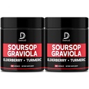 Graviola Soursop lascia capsule - 2 confezioni 50 capsule per 100 giorni di alimentazione - 11in1 Estratto di mirtillo, curcuma, zenzero, cardo, mirtillo e altro ancora - Sostegno all'umore, Immune & Body Health