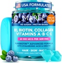 MAREE Vitamina B1 Thiamine & B7 Biotin Gummies - A E D C Vitamine Complesso con Cheratina, Collagene, Acido Ialuronico e Pantotenico per Pelle, Unghie & Capelli