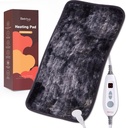 Cuscinetto riscaldante elettrico 12'x24'''' Doppio Cuscinetto riscaldato in pelliccia sintetica, 6 Livelli di calore, 2H Auto-Off, Moist & Dry Terapia di calore per il sollievo del dolore posteriore, Lavabile in lavatrice, Certificato ETL - Scatola regalo