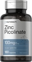 Horbäach Zinc Picolinate 100mg | 180 capsule | Alta potenza | Non OGM, Gluten Free | Zinc Supplement