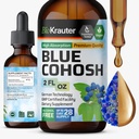 BIO KRAUTER® Menopause Supplementi per le donne* - Blue Cohosh Tincture 2 Fl.Oz 28 giorni di fornitura - Vegan Blue Cohosh Extract for Menopause Support - Alcohol & Sugar Free - Relax & Women's Wellness