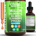 Pulire Nutra Mullein Gocce per polmoni clorofilla organica liquido irlandese Moss, Spirulina, liquirizia, Tart Cherry Lobelia, Motherwort & Elderberry Mullein Leaf Extract Tincture Men Supplemento