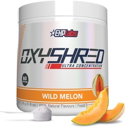 EHP Labs OxyShred Pre Workout Powder & Shredding Supplement - Polvere pre-allenamento con L Glutamina & Acetyl L Carnitina, Energy Boost Drink - Melone Selvatico, 60 Serve
