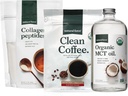 Natural Force Organic Clean Coffee + Collagen Peptides + Organic MCT olio Bundle – Tossina Free Coffee, Grass Fed Collagen, & MCTs - Non-GMO, Keto, & Paleo - 12 Oz, 11.7 Oz, 32 Oz