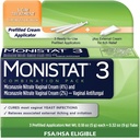 Trattamento di infezione da lievito di monistat 3 giorni per le donne, 3 applicatori di crema pre-filled Miconazole & crema di monistat esterno Bundle