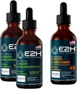 E2H: Gocce liquide clorofille (2 Pack - 4 Fl Oz) e curcumina curcuma liquida (bottiglia singola - 2 Fl Oz) | Vegan, Non OGM - (6 Fl Oz Totale) - Bundle