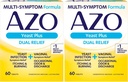 AZO Yeast Plus Dual Relief Tablets, lievito infezione e sollievo vaginale sintomo, allevia prurito & Burning, 60 conteggio (pacchetto di 2)
