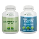 Pure Holistic Hawthorn Berry 665mg + Magnesio Glycinate 400mg + 150 capsule & 270 compresse - Vegan Bundle - Made in the USA