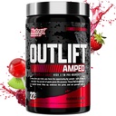 OUTLIFT Amped Max Dosed HIGH STIM Pre Workout Powder, 6G Citrulline, 3.2G Beta Alanine, Alpha GPC, CognatiQ, Extreme Energy, Pompe Massive, Forza, Elettroliti, Nootropics, Fruit Punch, 22 Servings