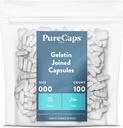 PureCaps USA - Empty Gelatin Pill Capsules Size 000 | 100 Pills Joined| Clear| Non OGM Certified | SLS, Gluten, Preservative Free