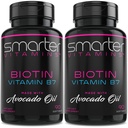 (2 Confezione) Smarter Biotin 5000mcg in Olio di Avocado, Vitamina B7, Non OGM, 90 Mini Liquid Softgels, No Soy