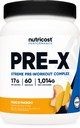 Nutricost Pre-X Xtreme PreWorkout Powder Complex, Peach Mango, 60 Serve, Vegetariano, Non OGM e Gluten Free