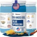 Biolore Wildcrafted Sea Moss Gel - Spirulina Blu 16 oz - Gel di muschio di mare aromatizzato con vitamine essenziali & Trace Minerals - Vegan Superfood - Made in USA, senza glutine, senza zucchero