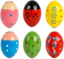 SallyFashion 6 PCS Shaker in legno Uova per bambini, Egg Maracas Percussion Shakers Strumenti musicali per partito Favors Goodie Bag Stuffers Classroom Prizes