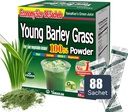 山本s社 YAMAKAN Polvere di erba d'orzo giovane, polvere di superfood verde ricca di nutrienti, minerali, vitamine e proteine vegetali per le donne e gli uomini, erba d'orzo dal Giappone, non GMO 88 Conte