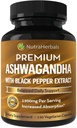 Integratore Ashwagandha fatto con la polvere di radice di Ashwaganda Premium 1200mg con l'estratto di pepe nero per l'assorbimento aumentato - 120 capsule di Vegi