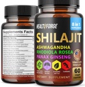 Shilajit capsule di miscela di estratto organico 60 capsule per gli uomini e le donne - Shilajit Supplemento 9000mg Ashwagandha, supplemento di supporto immunitario 2000mg Rhodiola Supplement, Ginko Ginkgo Biloba