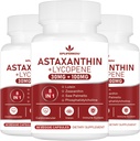 Astaxantina e licopene 70mg,Astaxantina Supplemento con Fosfatidilcolina, Luteina e Zeaxantina, Potente Antiossidante Supplemento (180 capsule)
