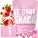 Spuntini sani per adulti - Gummie Super Verdi giornalieri, Cuscinetti Superfood Multivitaminici, Spirulina, Clorella, Prebiotici e Fibra per la salute digestiva, Supplemento Adaptogens, 20 Vitamine & Minerali