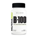 NutraBio B-100, B Vitamin Complex, Supporto sistema immunitario, Capelli sani, Pelle, Unghie, 90 capsule vegetali