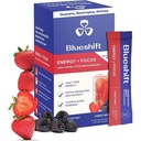 Blueshift Energy + Focus - Less-Sweet Super Clean Plant-Based Energy Drink for Adults, con Guarana, Tè Verde, Rhodiola, Caffeina, B Vitamine per Clarity & Focus, No Sugar - Powder Sticks (10 Pack)