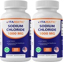 Vitamatic Sodium Chloride 1000mg – 365 compresse -2 bottiglie Electrolyte Replenisher & Hydration Support – Non-GMO, senza glutine
