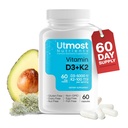 Vitamina D3 con K2-5000iu Vitamina D e 100 mcg Vitamina K Supplemento in una capsula per la massima biodisponibilità - Migliora l'assorbimento di calcio per la salute cardiovascolare, immune e ossa (60 capsule)