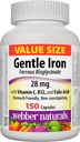 Integratore di ferro delicato con vitamina C, B12 e acido folico, 28 mg, 150 capsule, Stomach-Friendly, Non-Constipating, aiuta a prevenire l'anemia di carenza di ferro