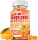 Calcium Magnesium Zinc Gummies con D3 &B6 &K2, 1000mg Calcium Gummies con 300mg Magnesium Support Energia Immune per adulti e adolescenti, Sugar Free(60 Count)