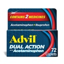 Advil Dual Action Coated Caplets con Acetaminophen, 250 Mg Ibuprofen e 500 Mg Acetaminophen Per Dose (2 Dose Equivalent) per 8 ore Rilievo Dolore - 72 Conte