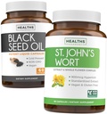 Olio di semi nero & St. John's Wort (1-Month Supply) Serene Blend Bundle di olio di semi neri (60 capsule) Nigella Sativa & St. John Wort (60 capsule) con potente 900mcg Hypericin