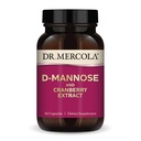 Dr. Mercola D-Mannose e estratto di mirtillo, 30 Serve (60 capsule), Integratore alimentare, Supporta la salute del tratto urinario, Non OGM