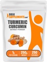 BulkSupplements.com Polvere di estratto di curcuma - da radice di curcuma, integratori di curcumina, curcumina curcuma curcuma - senza glutine, 1g per porzione, 250g (8.8 oz) (pacchetto di 1)
