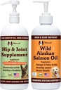 Natural Dog Company 32 oz. Bundle con olio di salmone dell'Alaska selvatica e Glucosamina liquida per cani, supplemento di olio di pesce, supporto di giunzione e di ip
