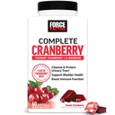 FORCE FACTOR Cranberry Soft Chews, supplemento di mirtillo con D Mannose e estratto di mirtillo per sostenere la vescica e la salute del tratto urinario per le donne, Vegan, aroma di mirtillo dolce, 60