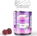 Elderberry Gummies Sambucus con vitamina C Immune supplemento di sostegno per le donne e gli uomini, gommoso di sapore di sambuco, 30 giorni di alimentazione - 60 conte