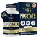 Integratore di supporto per la prostata di Vibe bilanciato per gli uomini | Formula a base di piante organiche con palmetto di sega, Pygeum & Beta-Sitosterol | Supporta flusso e comfort, giorno e notte | 90 capsule vegane