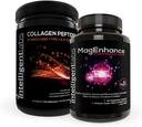 Intelligent Labs 2-in-1 Bundle of MagEnhance Supplement (High Absorption Chelated Magnesium Complex) e Collagen Peptides Powder (Spolvere idrolizzata organica non aromatizzata Tipo 1 & 3 Collagen Protein)