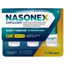 Nasonex 24HR Allergy spray nasale, non sonnolenza, nebbia senza profumo, sintomi di allergia + congestione nasale, piena forza di prescrizione, 120 spray (3 pacchetto)