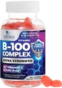 B complesso Integratore Gummies con Vitamina C & Acido Folico, Super Vitamina B Gomma con Niacina, B6, Acido Folico, B12, Biotina, Integratori di Supporto Immune Energetico della Natura - 120 Gummies