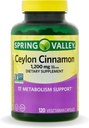 Cinnamon di Ceylon della valle di primavera capsule di 1200 mg, Metabolismo di sostegno * 120 conte | pillole senza OGM e senza glutine (pacchetto di 1)