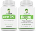 VitaMonk Alpha GPC e Uridine Stack - Mr Happy Stack - Uridine Monophosphate senza Filler Artificiali - Biodisponibili Integratori Choline Promuovi Cognizione, Focus, Clarity Mentale