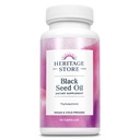HERITAGE STORE Black Seed Oil Liquid Capsule 650mg, Nigella Sativa Oil Supplement con Thymoquinone, Omega 3 6 9, Antiossidante, Colesterolo, Digestivo, Joint & Immune Support*, Vegan, 45 Serv, 90ct