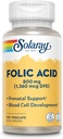 SOLARAY capsule di acido folico, 1360mcg | 100 conte | Confezione di 2