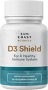 Sun Coast Science Sciences D3 Shield - Vitamina D3 5000 IU per il supporto immunitario e la salute di ossa 60 capsule vegetariane K2 con 180mg Carbonato di calcio Assorbimento massimo