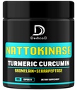 4-in-1 Nattokinase 2000 Fu, Turmerico, Bromelain, Serrapeptase - Spike Protein Detox - Body Balance, Circulation Health & Immune System - 120 Capsule 4-Month Alimentazione