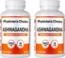 CHOICE del medico Ashwagandha 1950mg Polvere di radice di Ashwagandha organica con estratto di pepe nero, supporto di corda, supplemento di supporto del mood, 90 capsule di Ashwagandha Veggie - 2 PCK