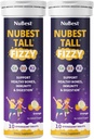 NuBest Tall Fizzy | Bone Strength, Immunity, Digestive Health for Kids Age 4+ & Teens | Probiotico, Calcio, Magnesio da alghe marine rosse, Vitamine | 20 compresse effervescenti arancio | Pack 2